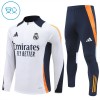 Sudadera De Entrenamiento Real Madrid Cremallera De Cuarto 2024-25 Blanca - Niño